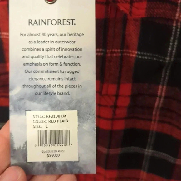 Rain Forest men's flannel plaid button down shirt - Picture 3 of 9
